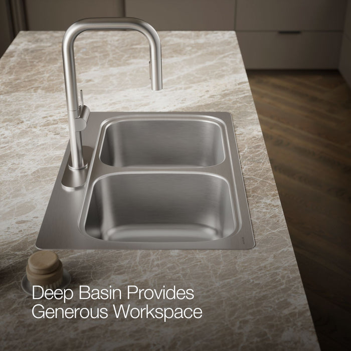 KOHLER K-5267-3 Verse 33" top-mount double-bowl kitchen sink