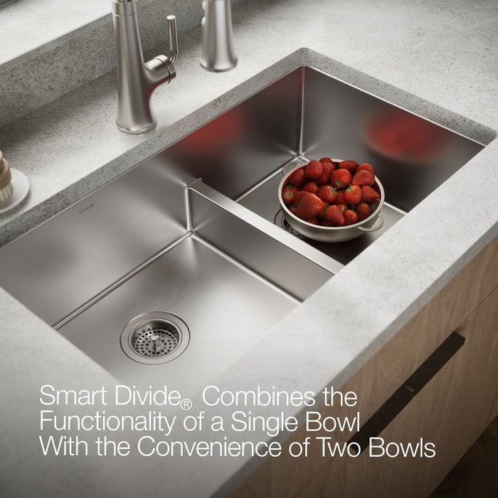KOHLER K-5284 Strive Smart Divide 32" undermount double-bowl kitchen sink