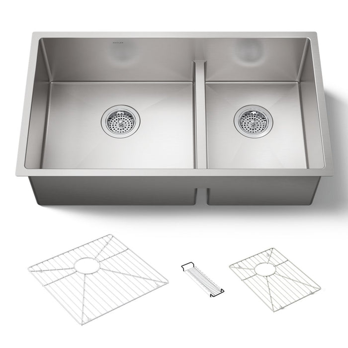 KOHLER Strive Smart Divide 32" undermount double-bowl kitchen sink