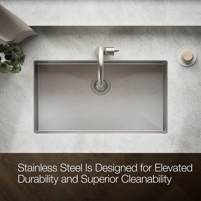 KOHLER Strive 32" undermount single-bowl kitchen sink with accessories