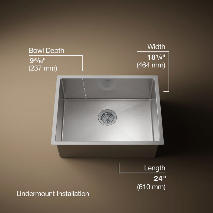KOHLER K-5286 Strive 24" undermount single-bowl kitchen sink