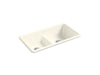 KOHLER K-5312 Iron/Tones Smart Divide 33" top-/undermount double-bowl kitchen sink, biscuit