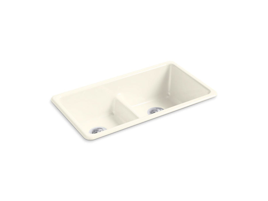 KOHLER K-5312 Iron/Tones Smart Divide 33" top-/undermount double-bowl kitchen sink, biscuit