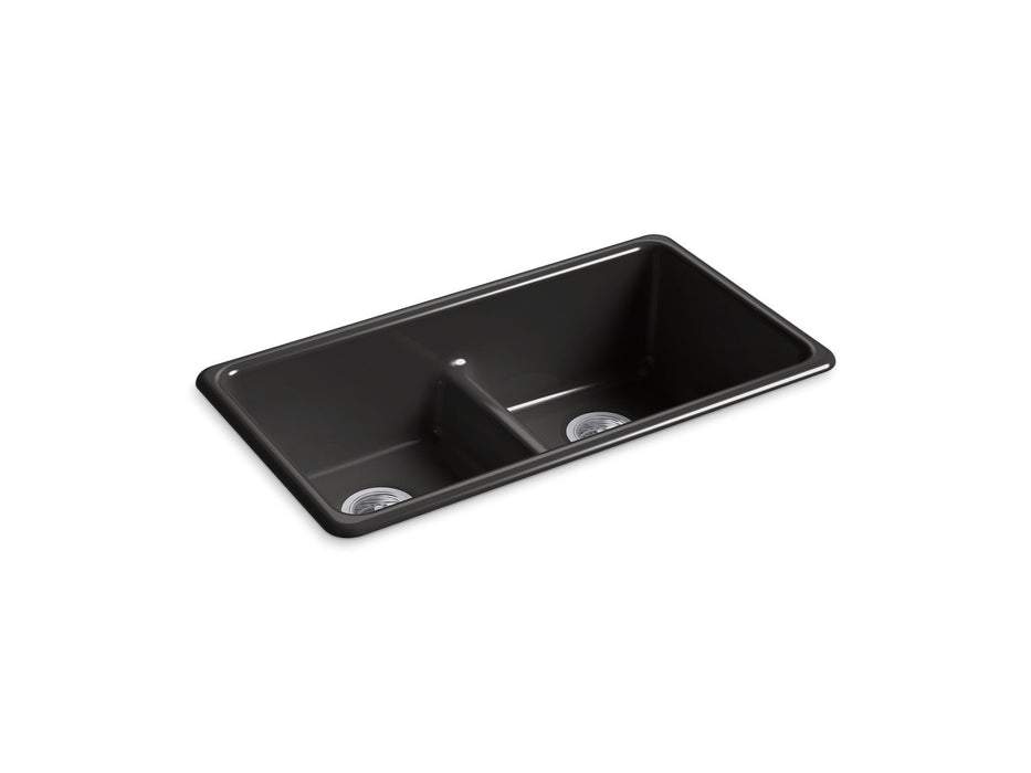 KOHLER K-5312 Iron/Tones Smart Divide 33" top-/undermount double-bowl kitchen sink, black black