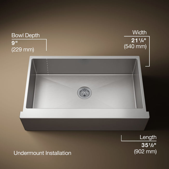KOHLER K-5415 Strive 35-1/2" undermount single-bowl farmhouse kitchen sink