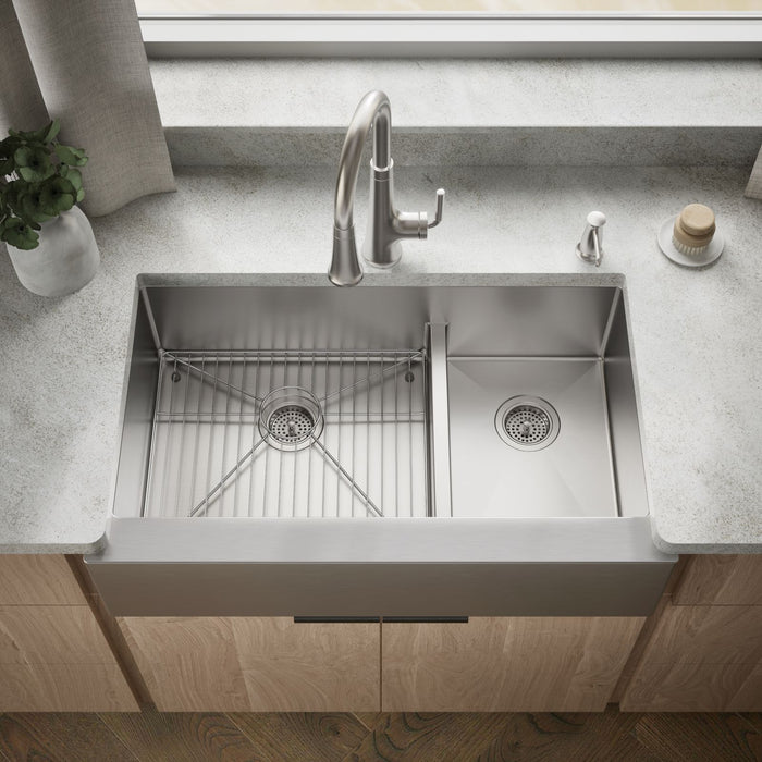 KOHLER K-5416 Strive Smart Divide 35-1/2" undermount double-bowl farmhouse kitchen sink