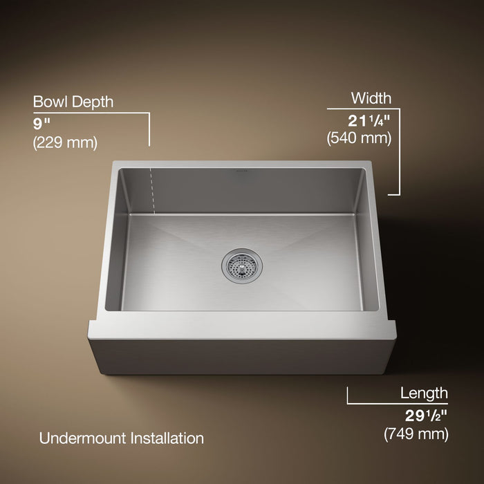 KOHLER K-5417 Strive 29-1/2" undermount single-bowl farmhouse kitchen sink