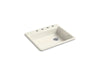 KOHLER K-5479-4 Riverby 25" top-mount single-bowl kitchen sink, biscuit