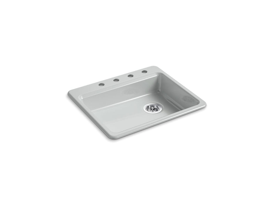 KOHLER K-5479-4 Riverby 25" top-mount single-bowl kitchen sink, ice grey
