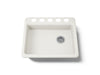 KOHLER K-5479-5U Riverby 25" undermount single-bowl kitchen sink, biscuit