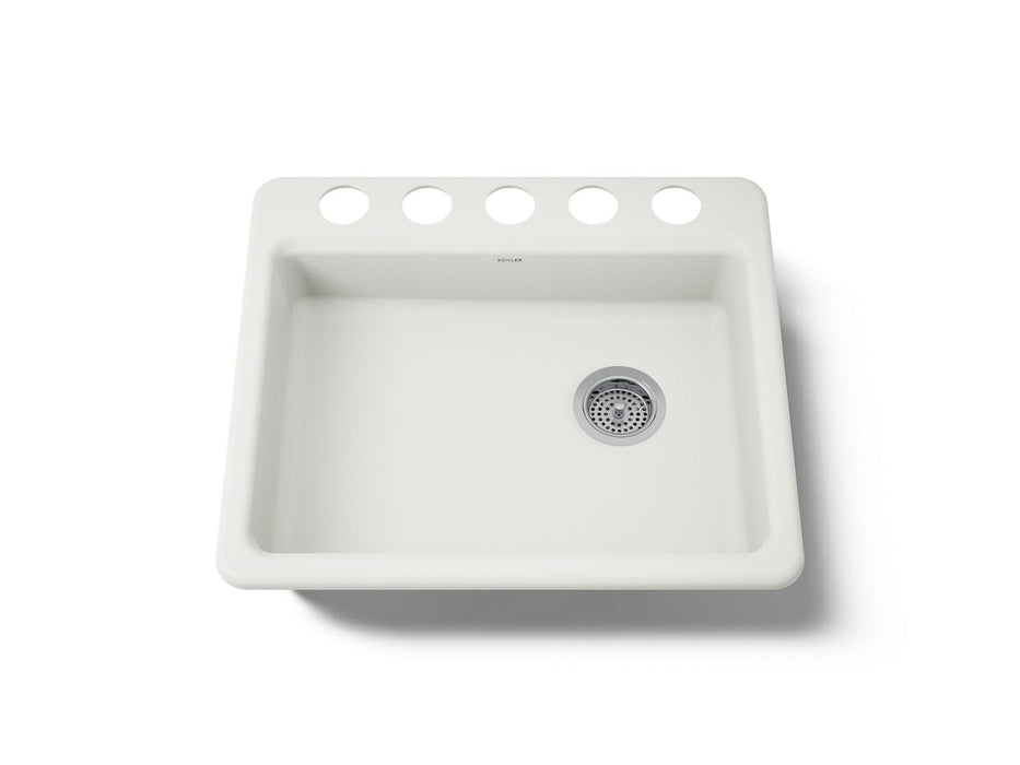 KOHLER K-5479-5U Riverby 25" undermount single-bowl kitchen sink, dune