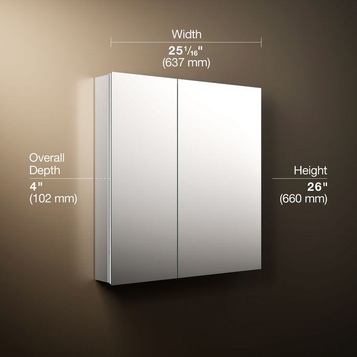KOHLER K-55063 Embark Slim 25" x 26" rectangular two-door medicine cabinet