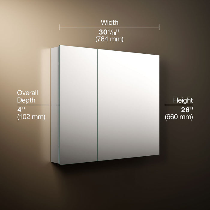 KOHLER K-55064 Embark Slim 30" x 26" rectangular two-door medicine cabinet