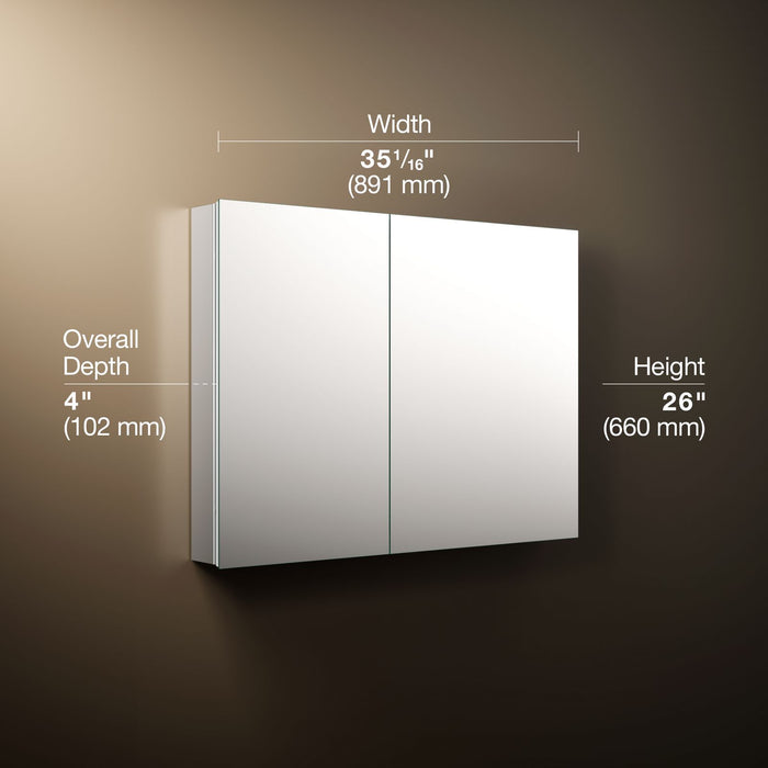 KOHLER K-55065 Embark Slim 35" x 26" rectangular two-door medicine cabinet
