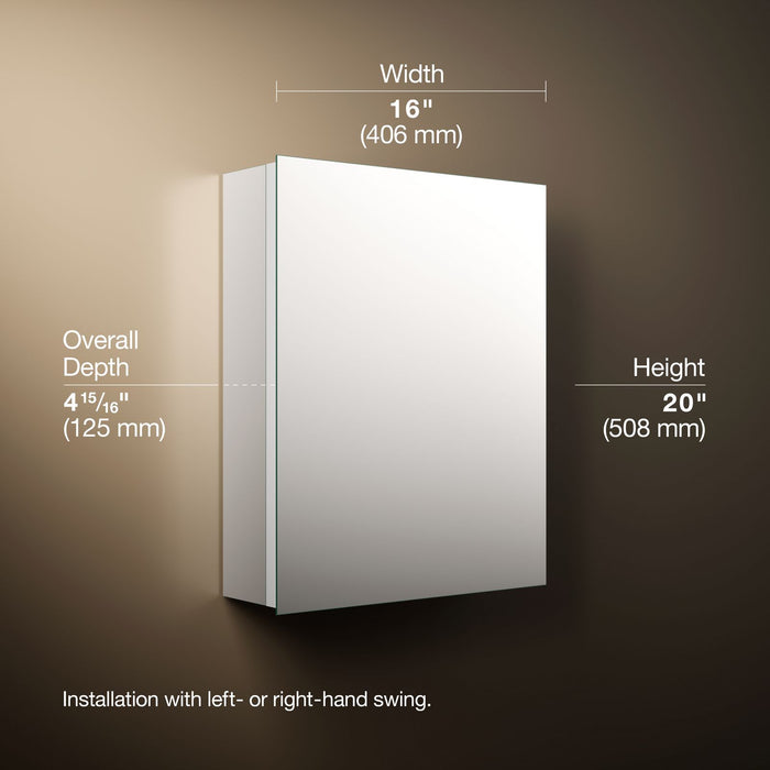 KOHLER K-56000 Embark Premium XL 16" x 20" rectangular medicine cabinet
