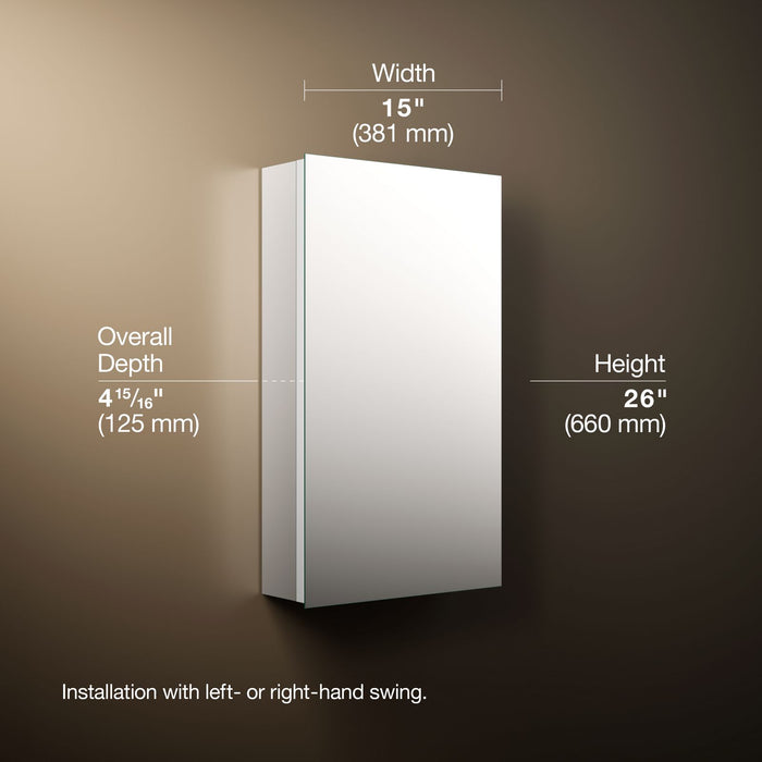 KOHLER K-56001 Embark Premium XL 15" x 26" rectangular medicine cabinet