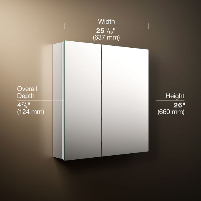 KOHLER K-56003 Embark Premium XL 25" x 26" rectangular two-door medicine cabinet