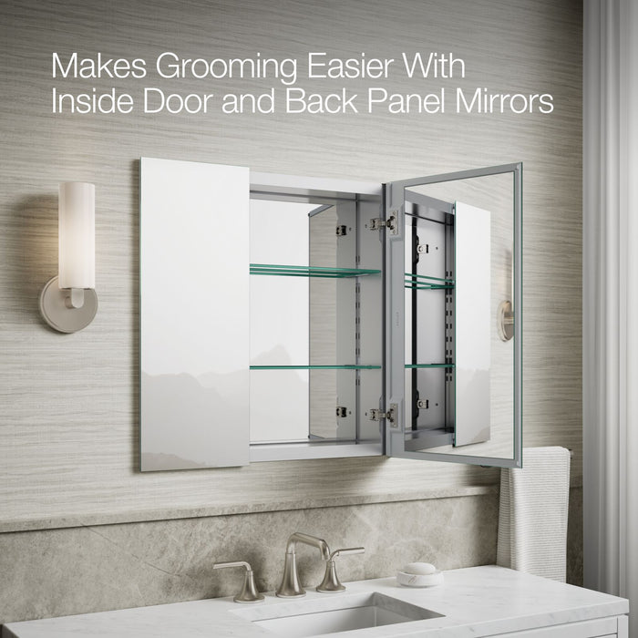KOHLER K-56003 Embark Premium XL 25" x 26" rectangular two-door medicine cabinet