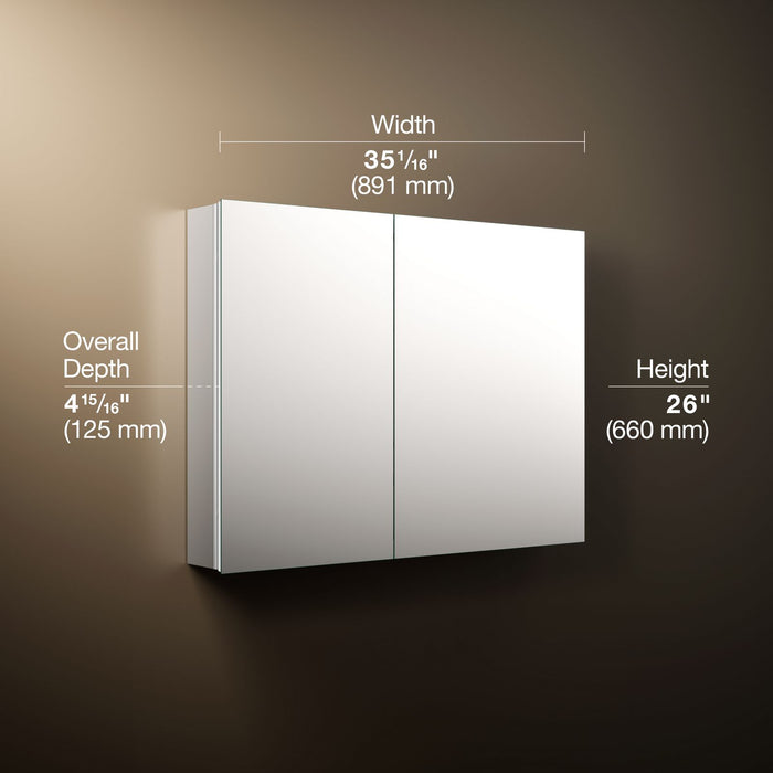 KOHLER K-56005 Embark Premium XL 35" x 26" rectangular two-door medicine cabinet
