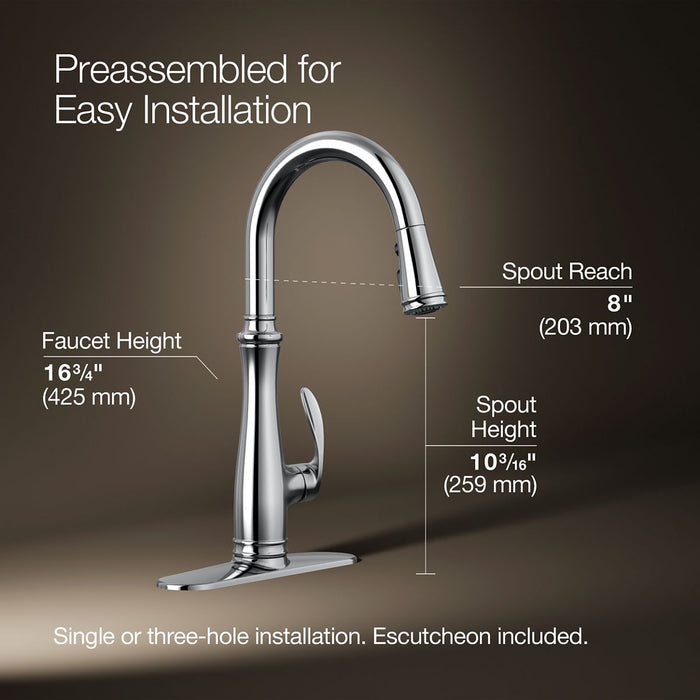 KOHLER Bellera Pull-down kitchen sink faucet with three-function sprayhead