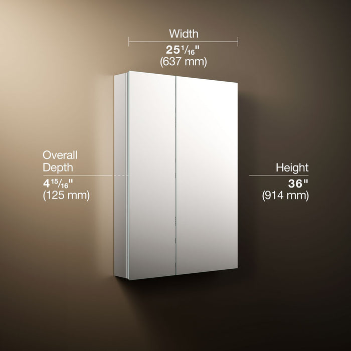 KOHLER K-56552 Embark Premium XL 25" x 36" rectangular two-door medicine cabinet