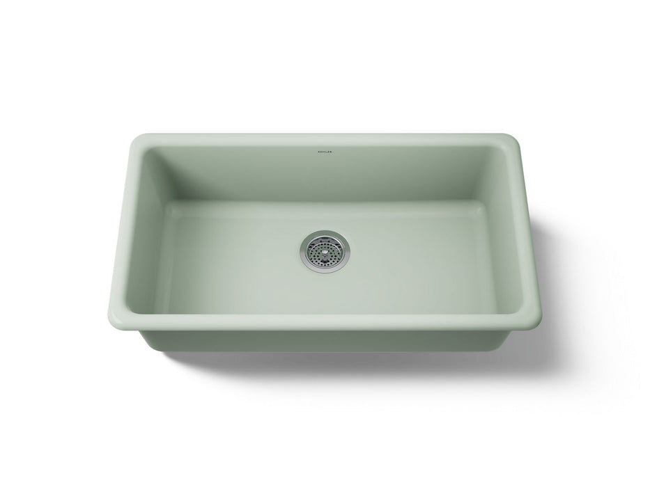 KOHLER K-5707 Iron/Tones 33" top-/undermount single-bowl kitchen sink, aspen green