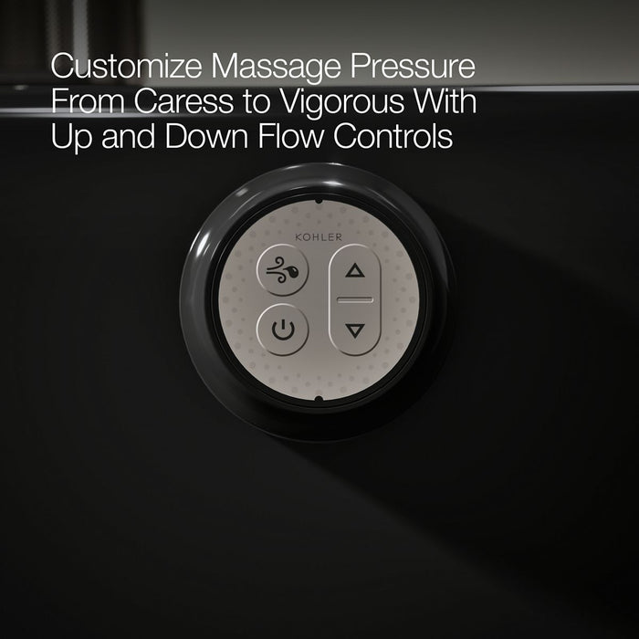 KOHLER K-5714-GHW Underscore 59-3/4" x 35-3/4" drop-in Heated BubbleMassage air bath with Bask heated surface, black...