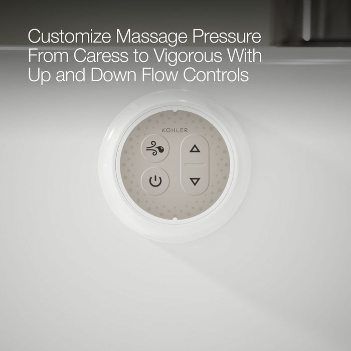 KOHLER K-5716-GHW Underscore 66" x 36" drop-in Heated BubbleMassage air bath with Bask heated surface, white - view 5