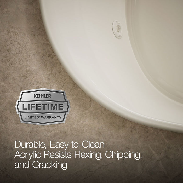 KOHLER K-5718-JH Underscore 72" x 42" drop-in heated whirlpool bath, biscuit - view 5