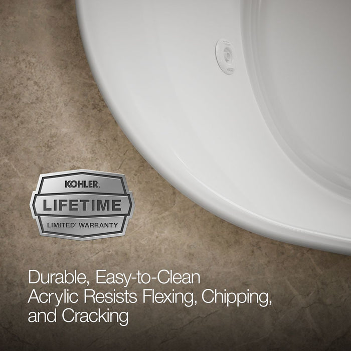 KOHLER K-5718-JH Underscore 72" x 42" drop-in heated whirlpool bath, white - view 5