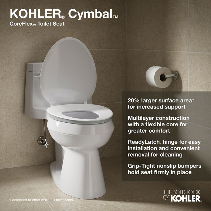 KOHLER K-57777-GCF Cymbal ReadyLatch Quiet-Close elongated toilet seat
