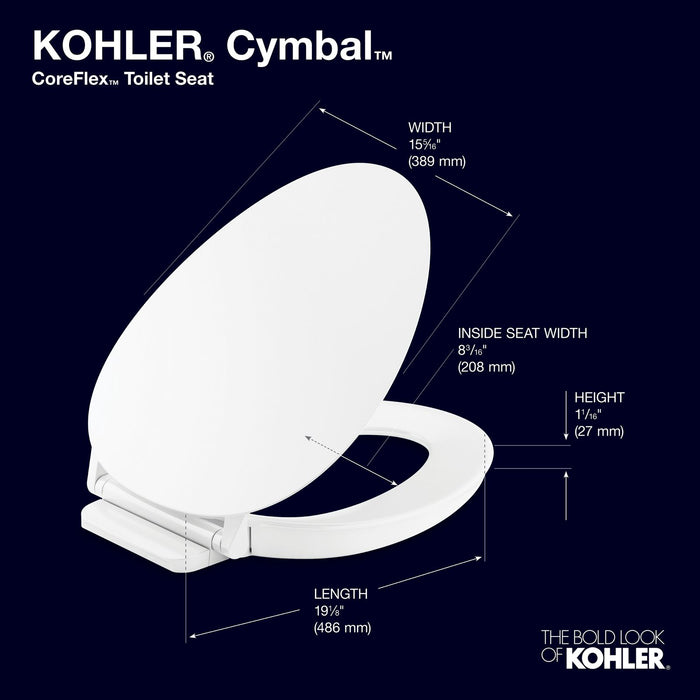 KOHLER K-57777-GCF Cymbal ReadyLatch Quiet-Close elongated toilet seat