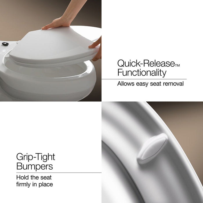 KOHLER K-57778-WCF Cymbal ReadyLatch Quiet-Close round-front toilet seat