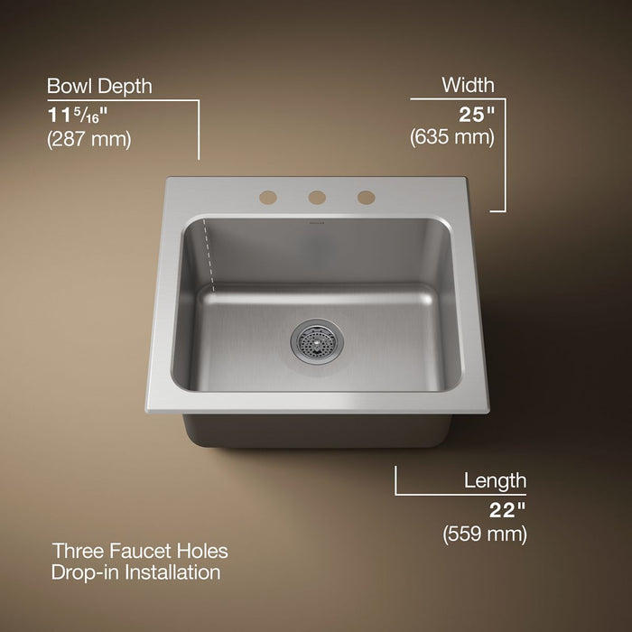 Kohler Ballad 25" top-mount single-bowl utility sink