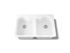 KOHLER K-5818-1 Hartland 33" top-mount double-bowl kitchen sink, white