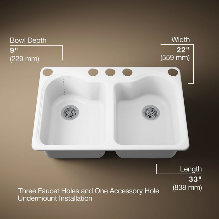 Kohler Hartland 33" undermount double-bowl kitchen sink