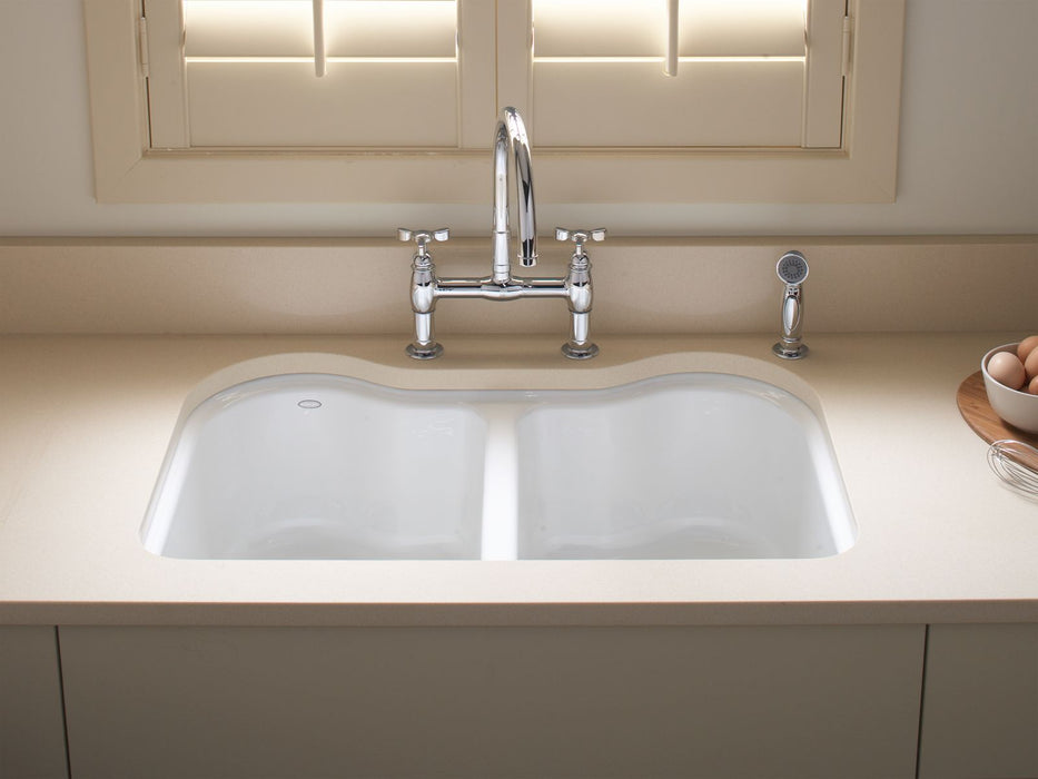 KOHLER K-5818-5U Hartland 33" undermount double-bowl kitchen sink