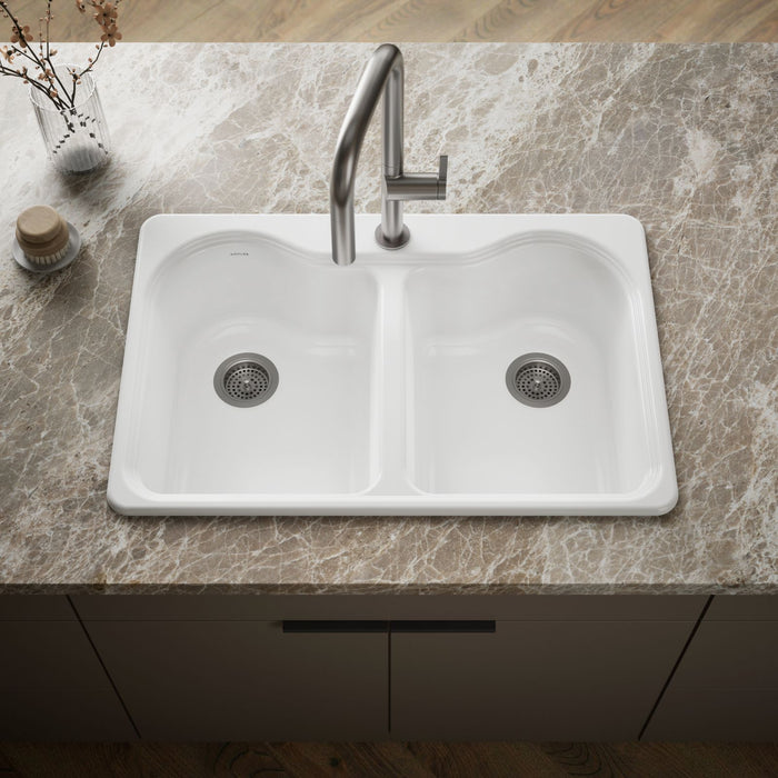 KOHLER K-5818-1 Hartland 33" top-mount double-bowl kitchen sink