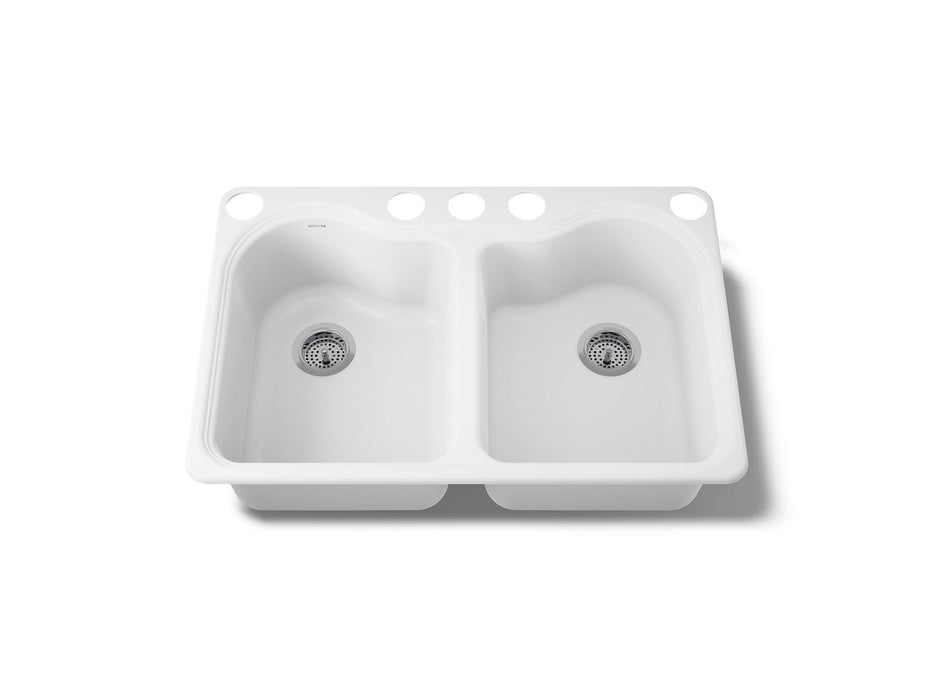 KOHLER K-5818-5U Hartland 33" undermount double-bowl kitchen sink