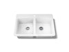 KOHLER K-5846-1 Brookfield 33" top-mount double-bowl kitchen sink, white