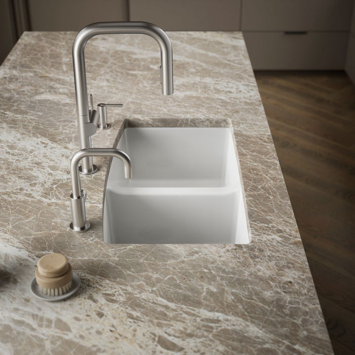 KOHLER K-5846-5U Brookfield 33" undermount double-bowl kitchen sink, white - view 5