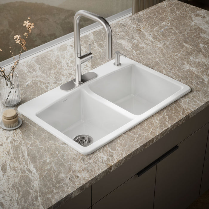 KOHLER K-5846-4 Brookfield 33" top-mount double-bowl kitchen sink