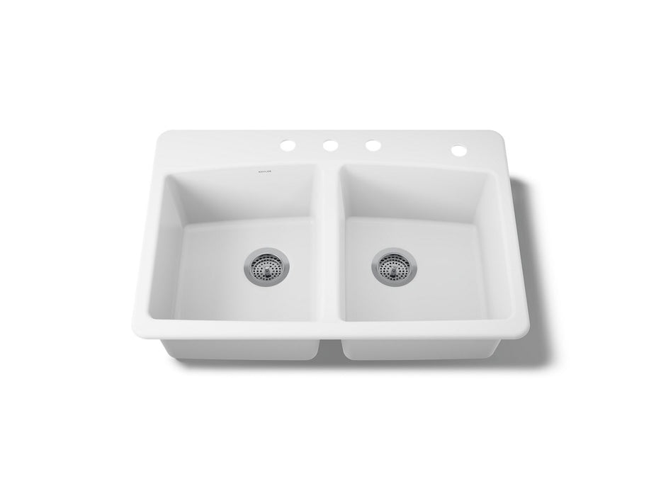 KOHLER K-5846-4 Brookfield 33" top-mount double-bowl kitchen sink