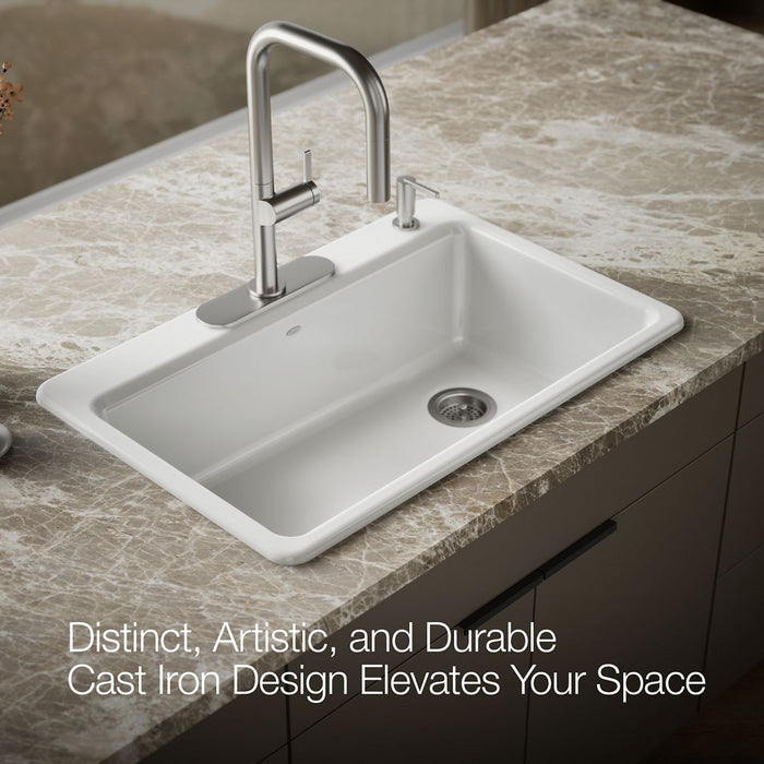 Kohler Riverby 33" top-mount single-bowl workstation kitchen sink