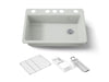 KOHLER K-5871-5UA3 Riverby 33" undermount single-bowl workstation kitchen sink, sea salt