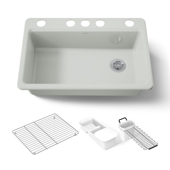 KOHLER K-5871-5UA3 Riverby 33" undermount single-bowl workstation kitchen sink