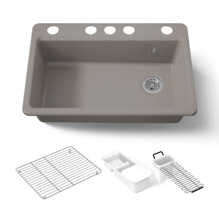 KOHLER K-5871-5UA3 Riverby 33" undermount single-bowl workstation kitchen sink