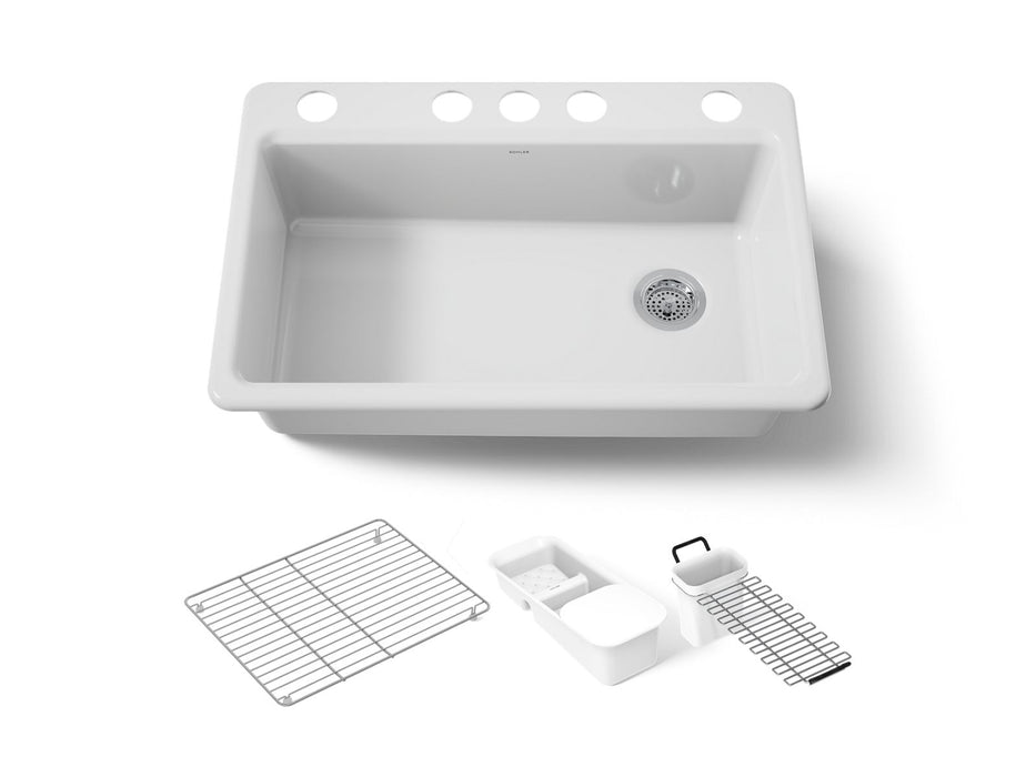 KOHLER K-5871-5UA3 Riverby 33" undermount single-bowl workstation kitchen sink