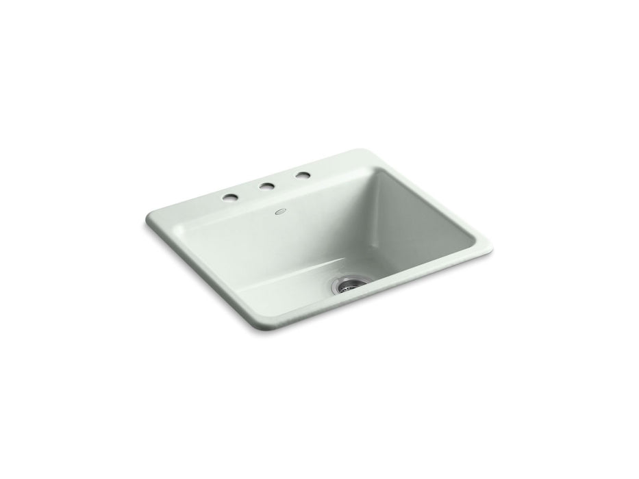 KOHLER K-5872-3A1 Riverby 25" top-mount single-bowl kitchen sink, sea salt