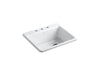 KOHLER K-5872-3A1 Riverby 25" top-mount single-bowl kitchen sink, white